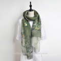 Good quality beautiful 40% silk 60% wool floral designs embroidery scarf wholesale